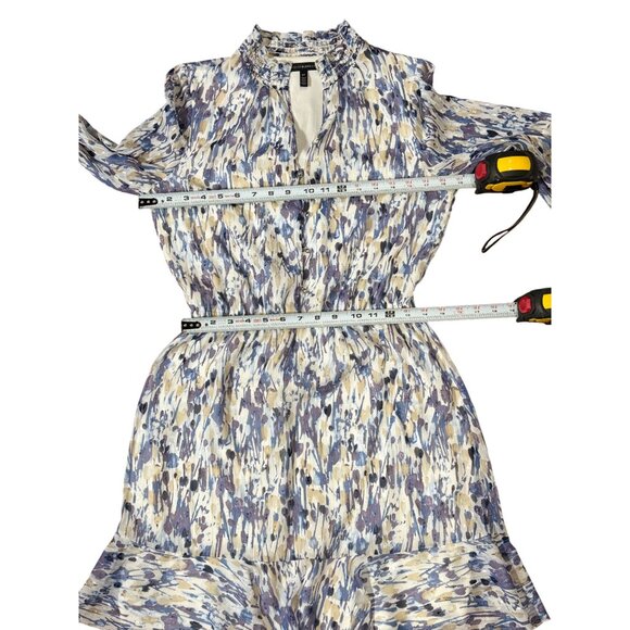 NEW White House Black Market Abstract Floral Dress Blouson Boho 6P White Purple - Picture 11 of 16